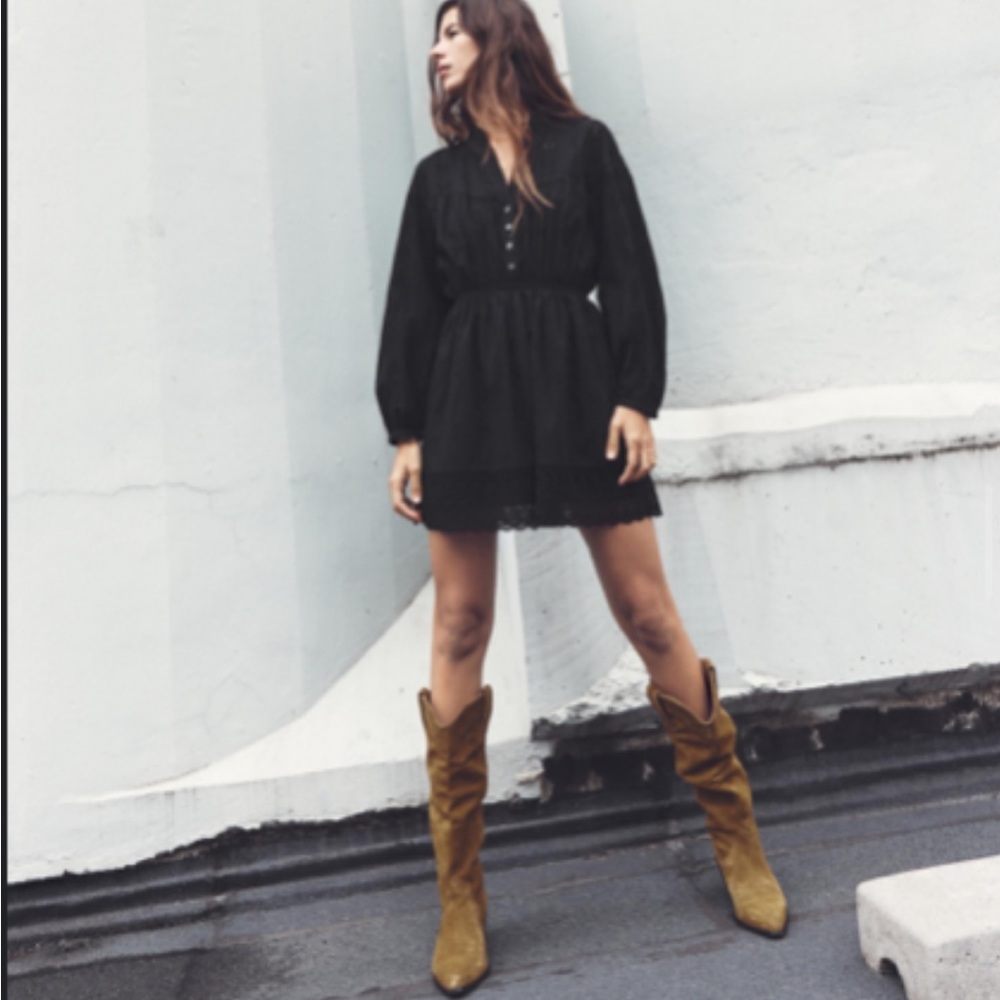 Zara openwork embroidered mini dress